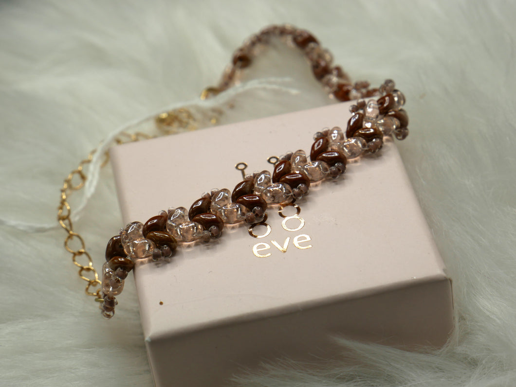 armband superduo roze-roest